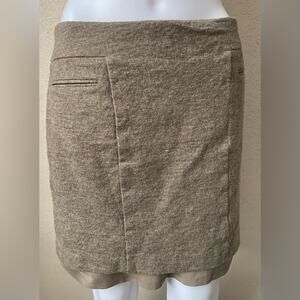 Ann Taylor | Women's Brown 100% Wool Back Zip A-Line Lined Career Skirt | 6